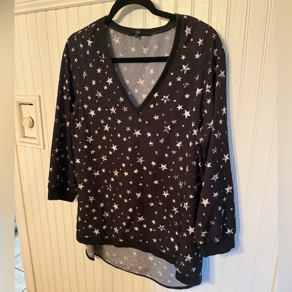 Tibi Star V-Neck Medium Long Sleeve Star Blouse - Picture 1 of 5